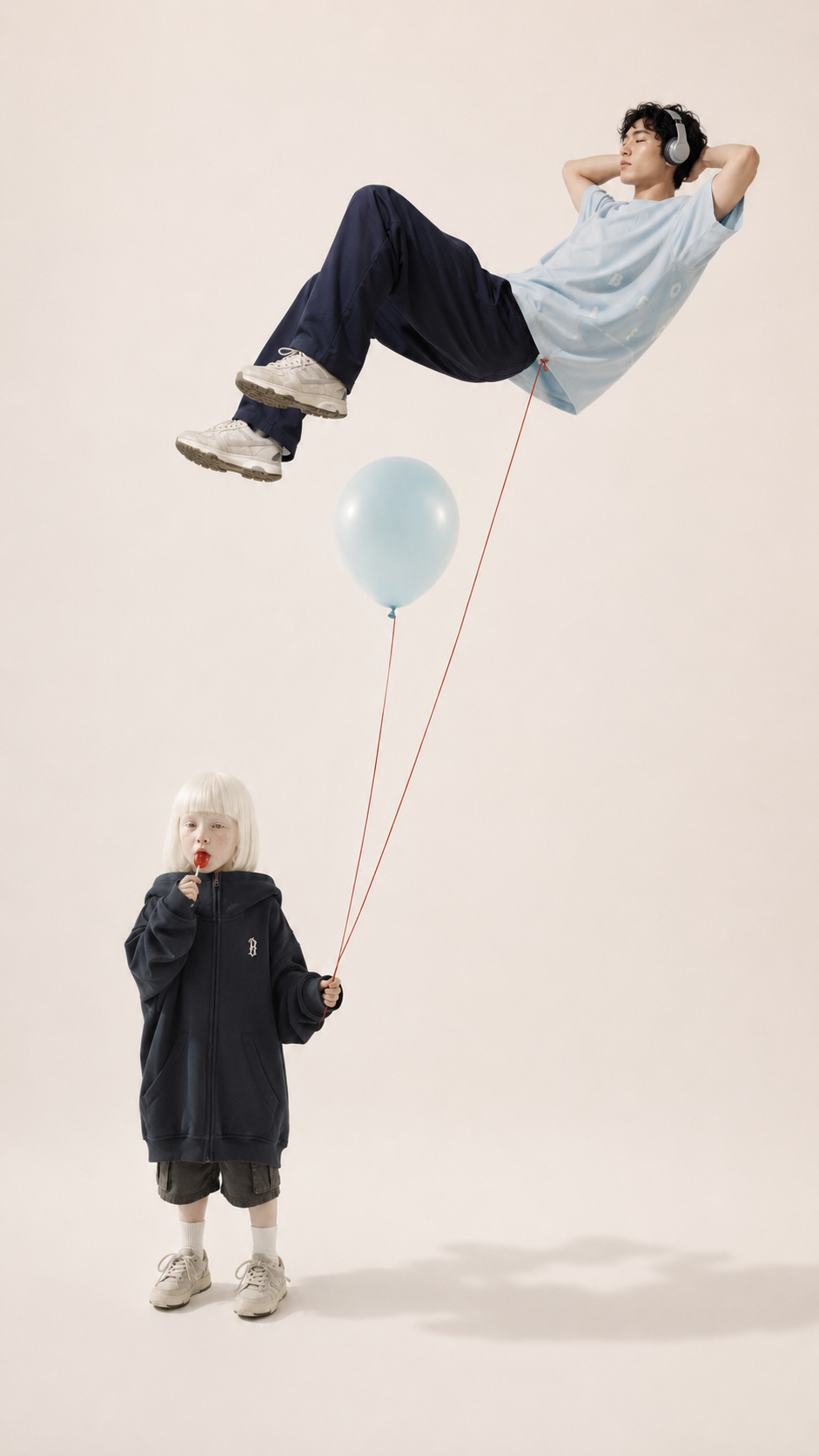 Boneless balloon fashion campaign composition