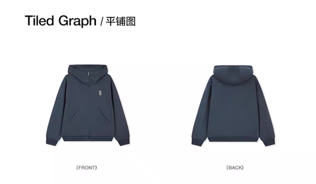Boneless dark blue hoodie front and back product sheet