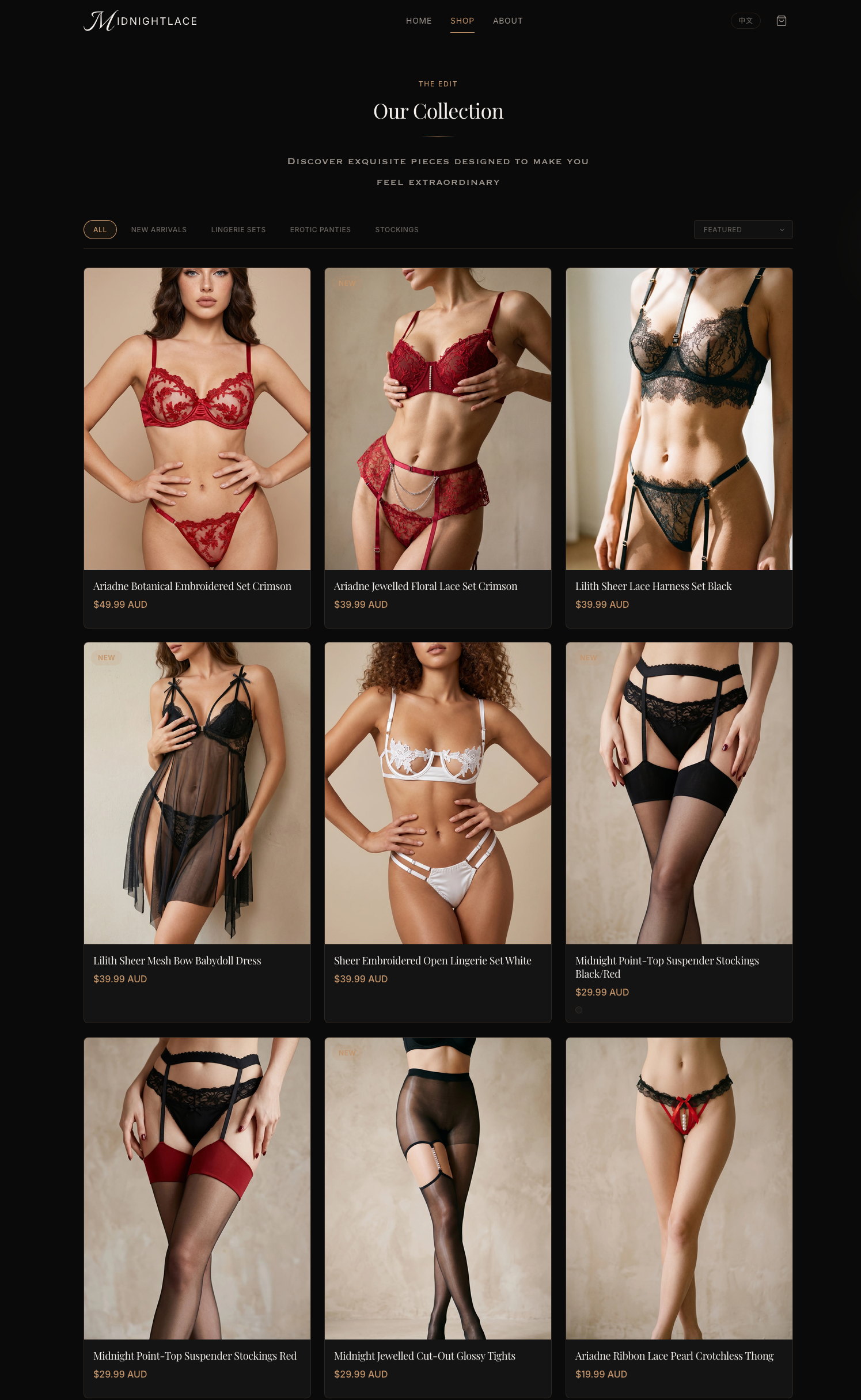 Midnight Lace brand visual development page