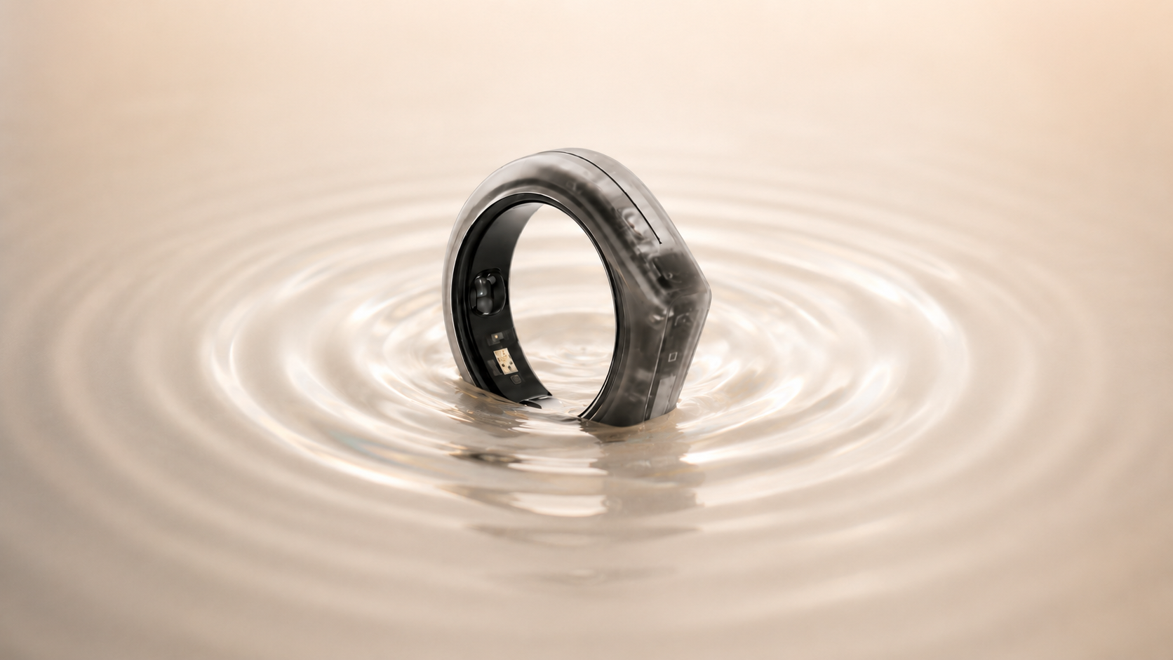 Zhian Smart Ring emerging from rippling water
