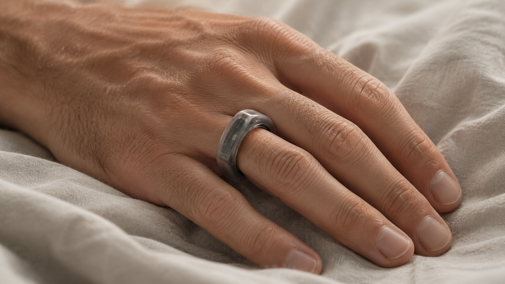 Zhian Smart Ring worn on a resting hand